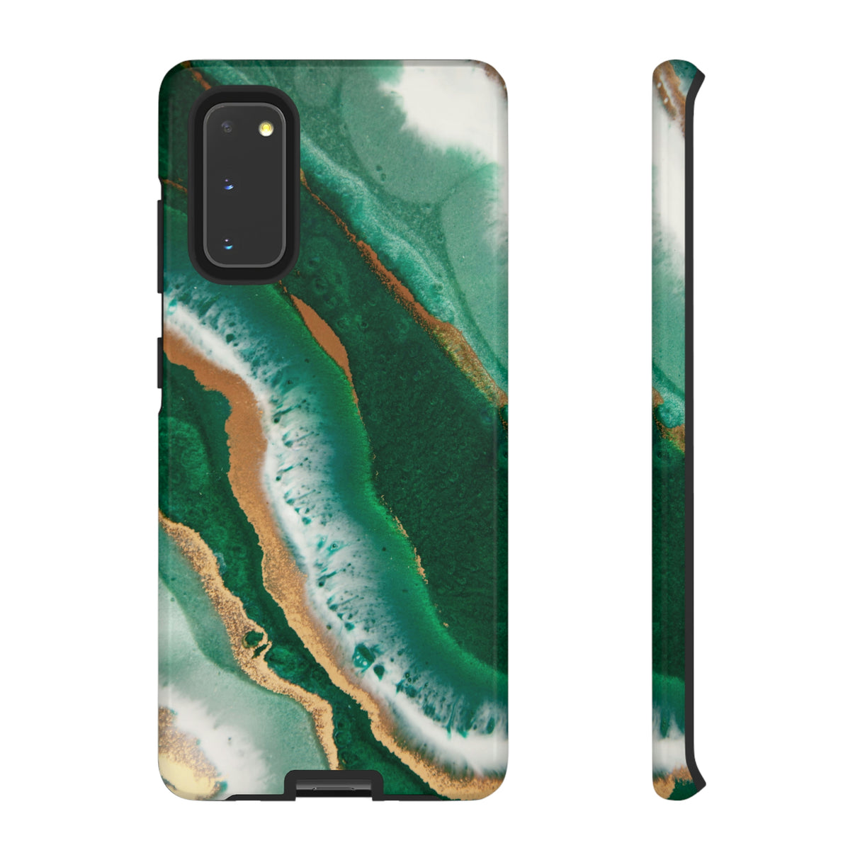 Green & Gold Epoxy Android Case (Protective) Samsung Galaxy S20 Glossy Phone Case