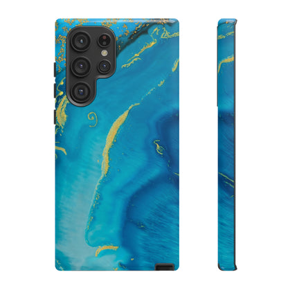 Blue Watercolor Android Case (Protective) Samsung Galaxy S22 Ultra Glossy Phone Case