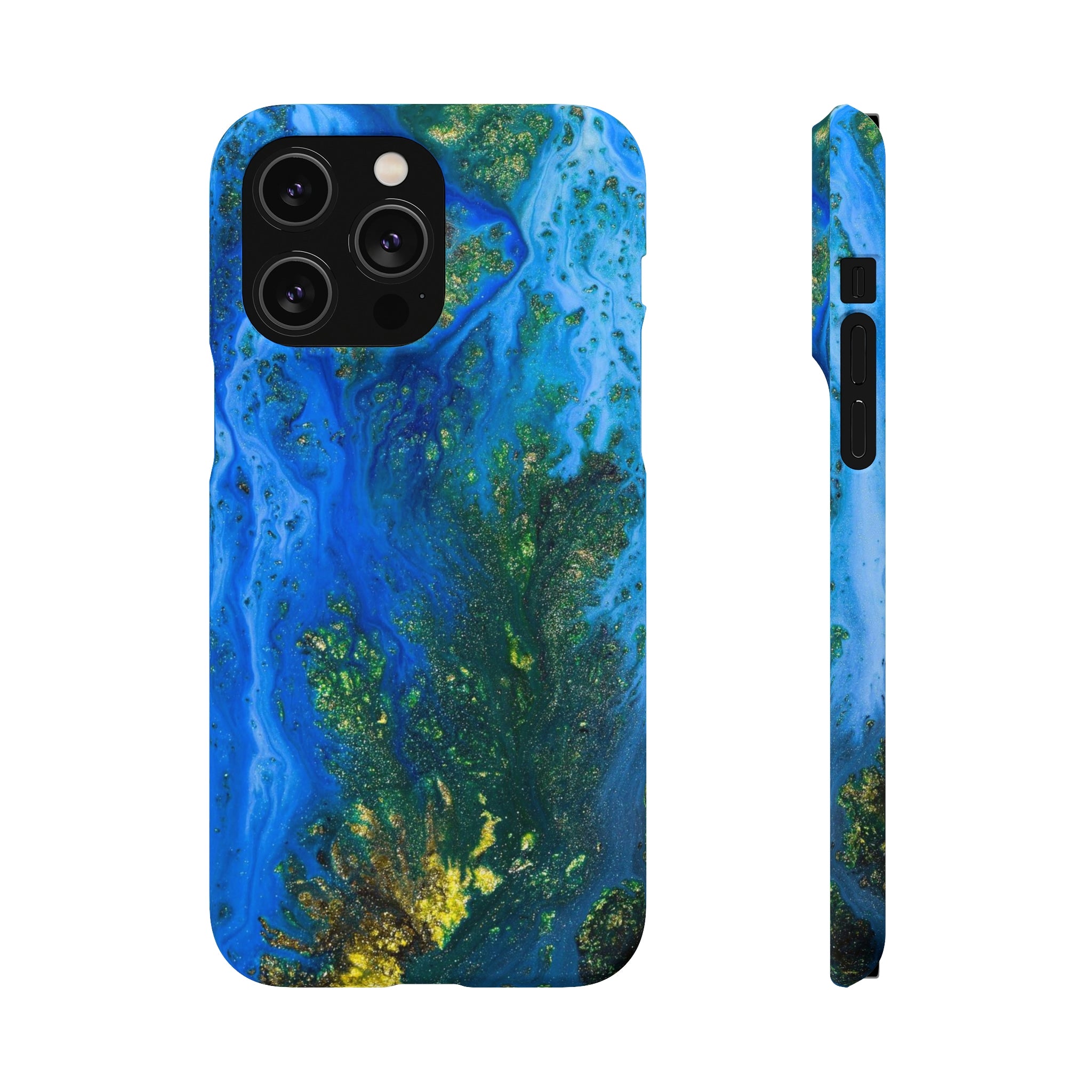 Blue Globe Ink Art iPhone Case (Slim) iPhone 14 Pro Max Matte Phone Case