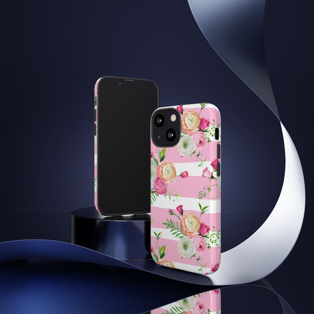 Pink Roses and Ranunculus Flowers iPhone Case (Protective) Phone Case