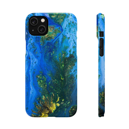 Blue Globe Ink Art iPhone Case (Slim) iPhone 14 Plus Glossy Phone Case