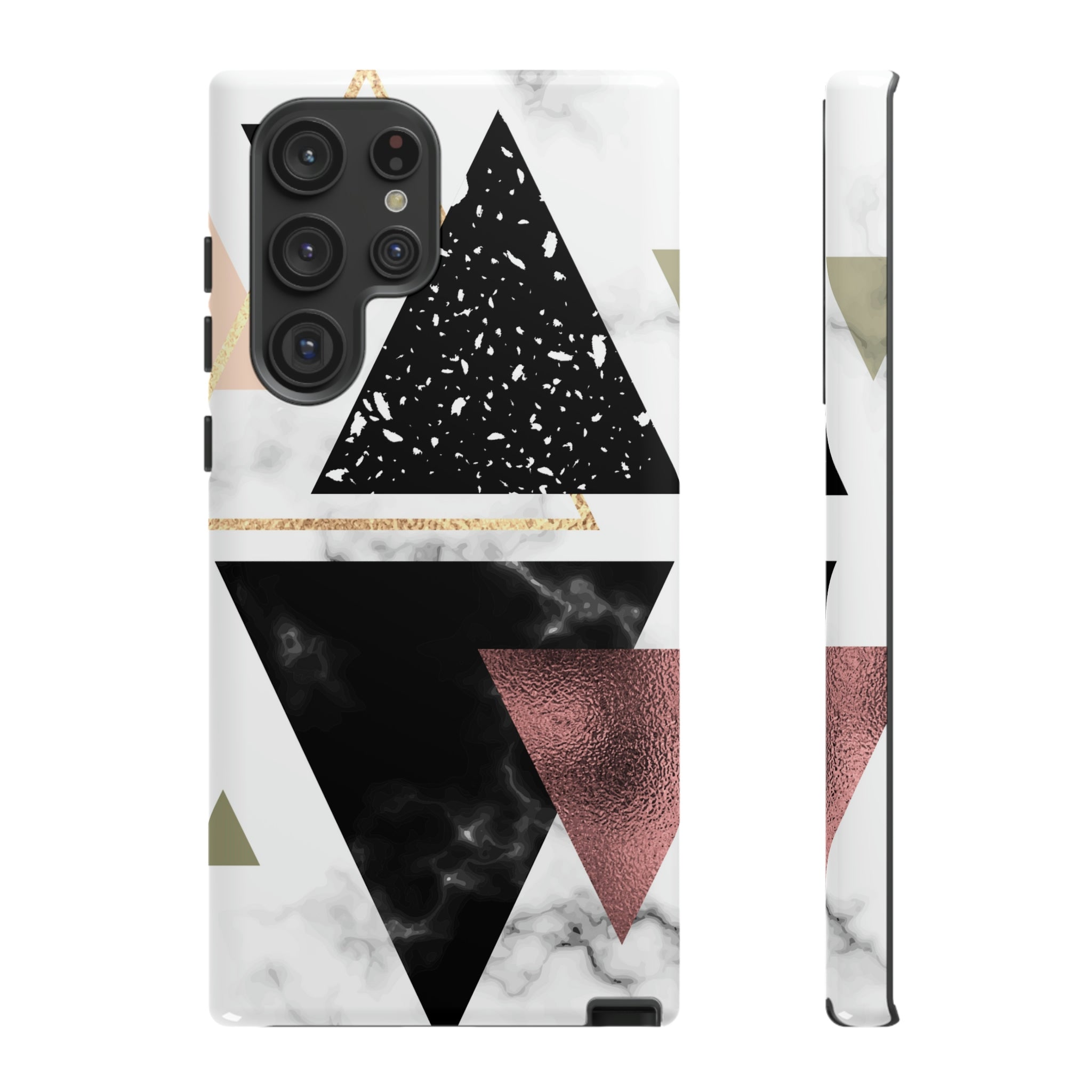 Rose Gold Triangles Android Case (Protective) Samsung Galaxy S22 Ultra Glossy Phone Case