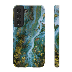 Ocean Blue Ink Art Android Case (Protective) Samsung Galaxy S22 Glossy Phone Case