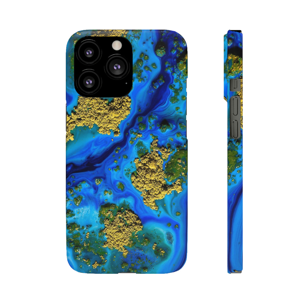 Blue Clear Ocean Ink Art iPhone Case (Slim) iPhone 13 Pro Matte Phone Case