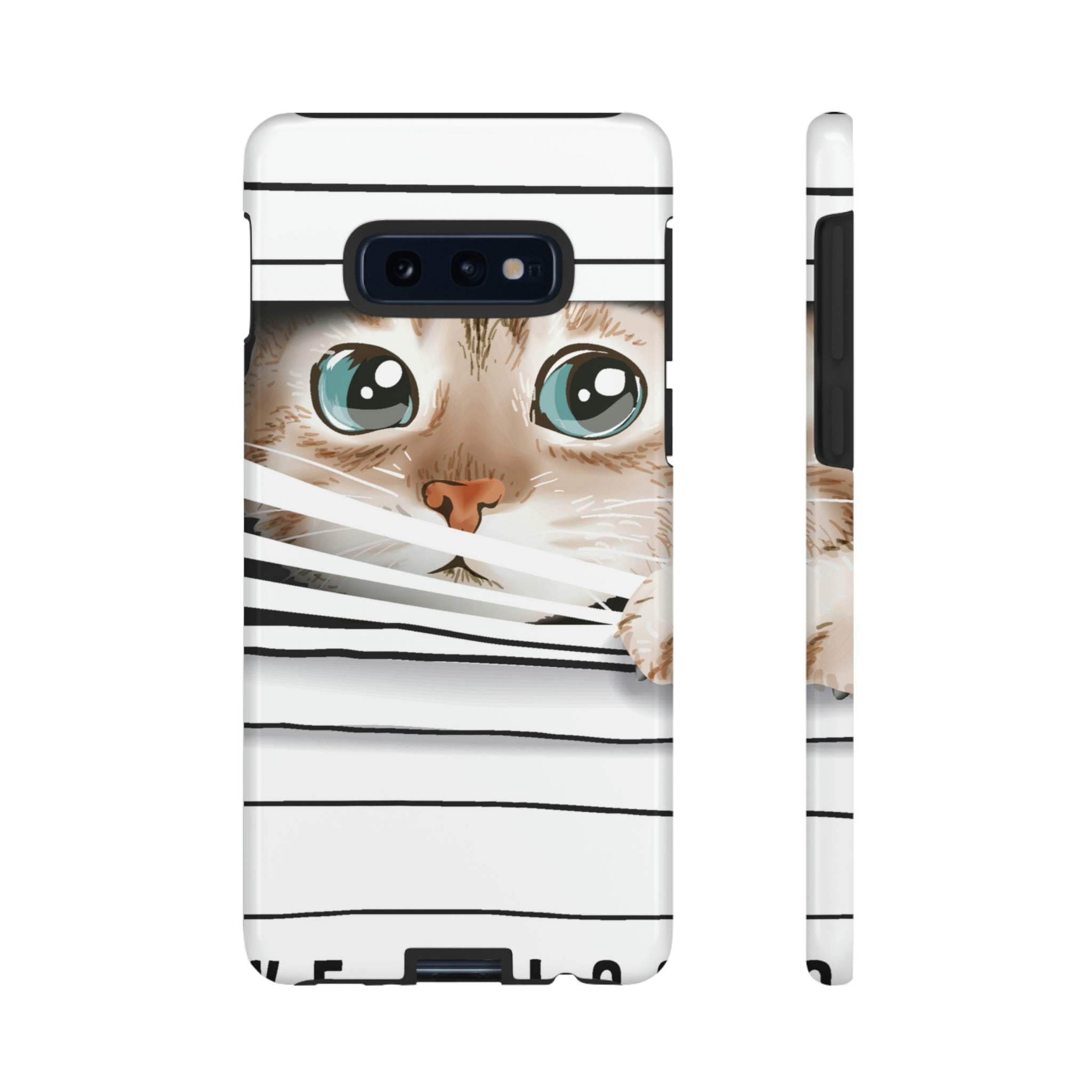 Cute Cat Window Android Case (Protective) Samsung Galaxy S10E Glossy Phone Case