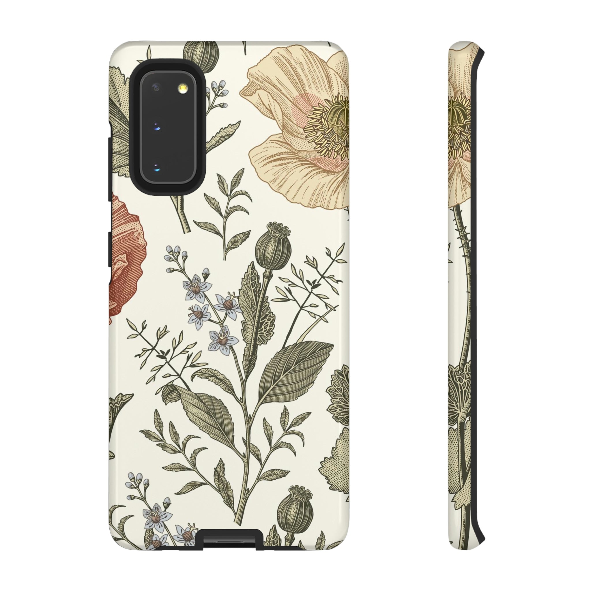 Poppy Brown Vintage Flower Samsung Case (Protective) Samsung Galaxy S20 Glossy Phone Case