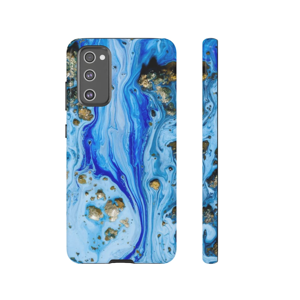 Blue Ice Ink Art Android Case (Protective) Samsung S20 FE Glossy Phone Case