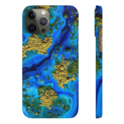 Blue Clear Ocean Ink Art iPhone Case (Slim) iPhone 12 Pro Max Matte Phone Case