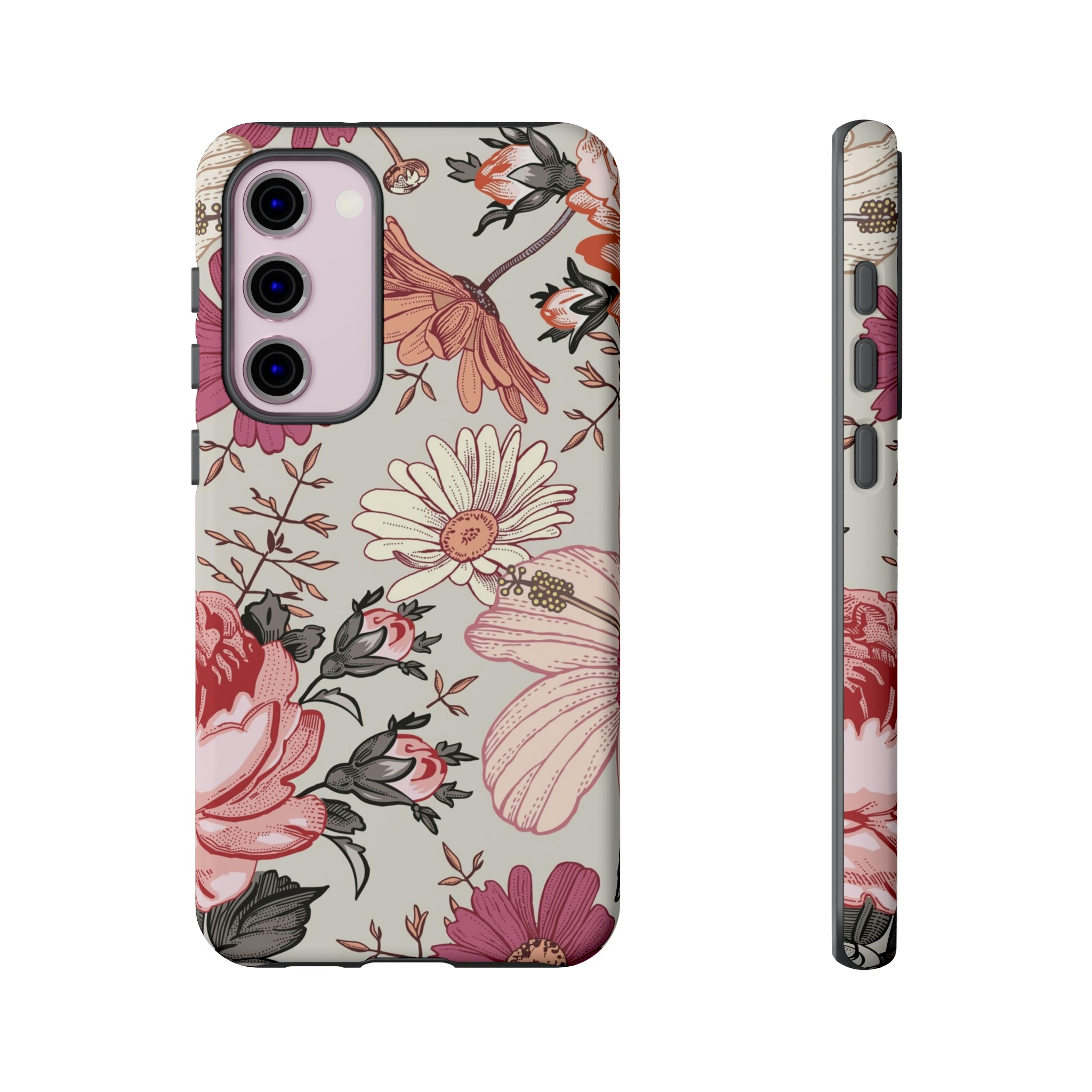 Pink daisies Vintage Flower Samsung Case (Protective) Samsung Galaxy S23 Plus Matte Phone Case