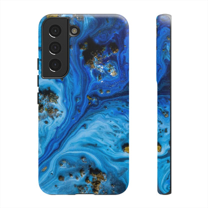 Blue Ice Melt Ink Art Android Case (Protective) Samsung Galaxy S22 Matte Phone Case