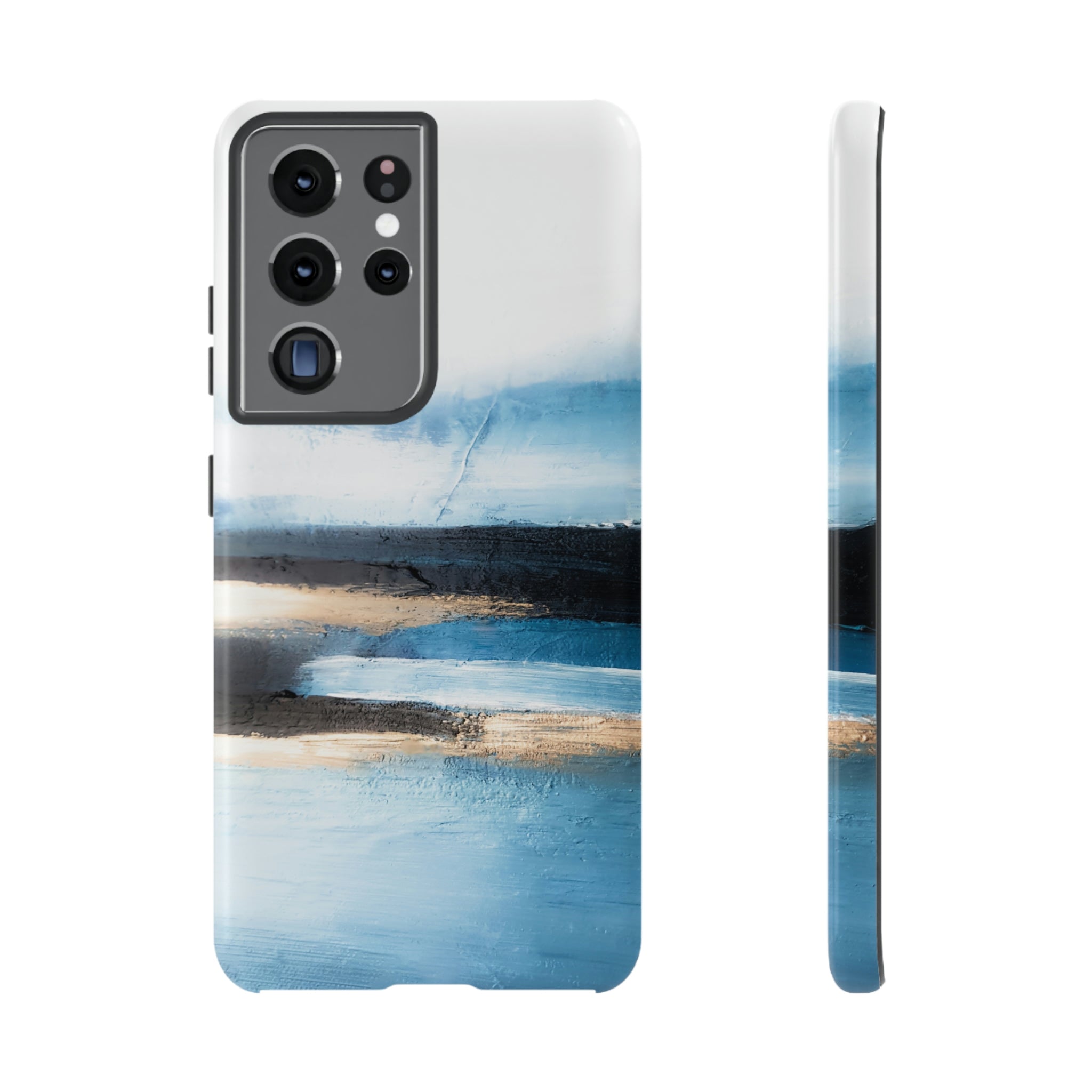 Abstract Blue Oil Painting Android Case (Protective) Samsung Galaxy S21 Ultra Glossy Phone Case