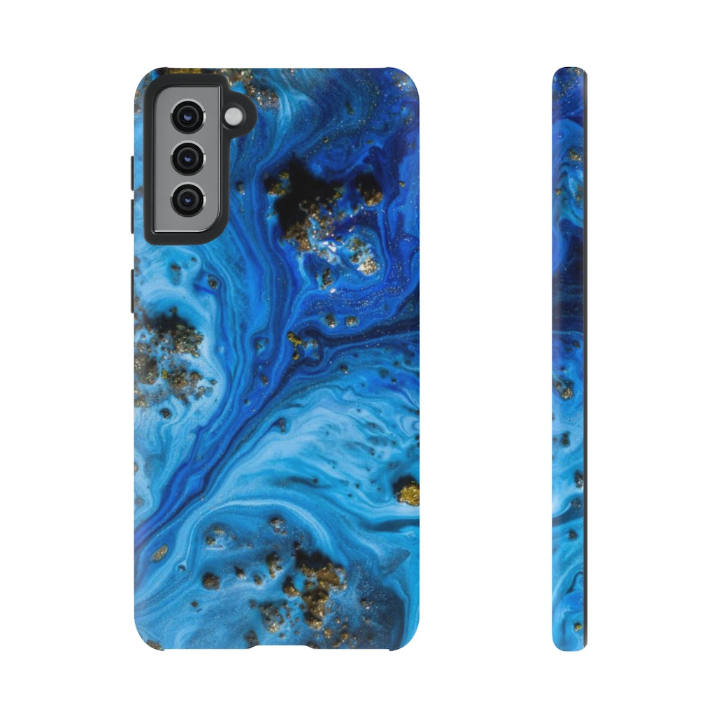 Blue Ice Melt Ink Art Android Case (Protective) Samsung Galaxy S21 Plus Matte Phone Case