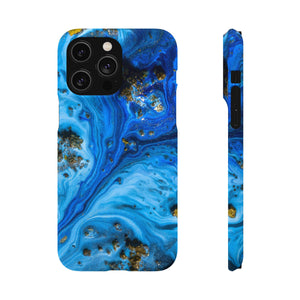 Blue Ice Melt Ink Art iPhone Case (Slim) iPhone 14 Pro Max Matte Phone Case