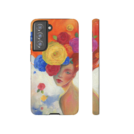 Flower Woman Android Case (Protective) Samsung Galaxy S21 FE Glossy Phone Case