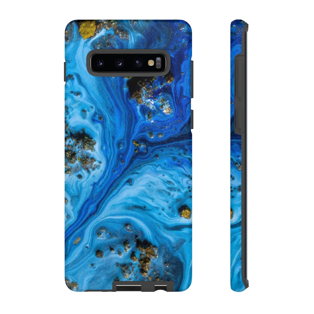 Blue Ice Melt Ink Art Android Case (Protective) Samsung Galaxy S10 Plus Matte Phone Case