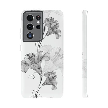 Lily Flower Monochrome Android Case (Protective) Samsung Galaxy S21 Ultra Matte Phone Case