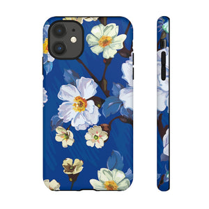 Elegant Flower on Blue iPhone Case (Protective) iPhone 11 Matte Phone Case