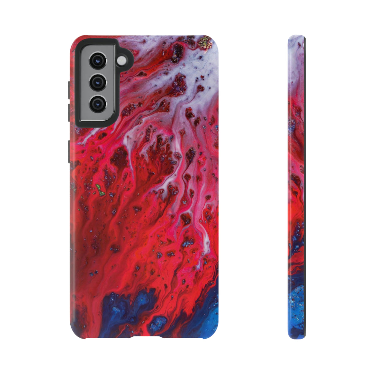 Bright Red Ink Art Android Case (Protective) Samsung Galaxy S21 Plus Glossy Phone Case