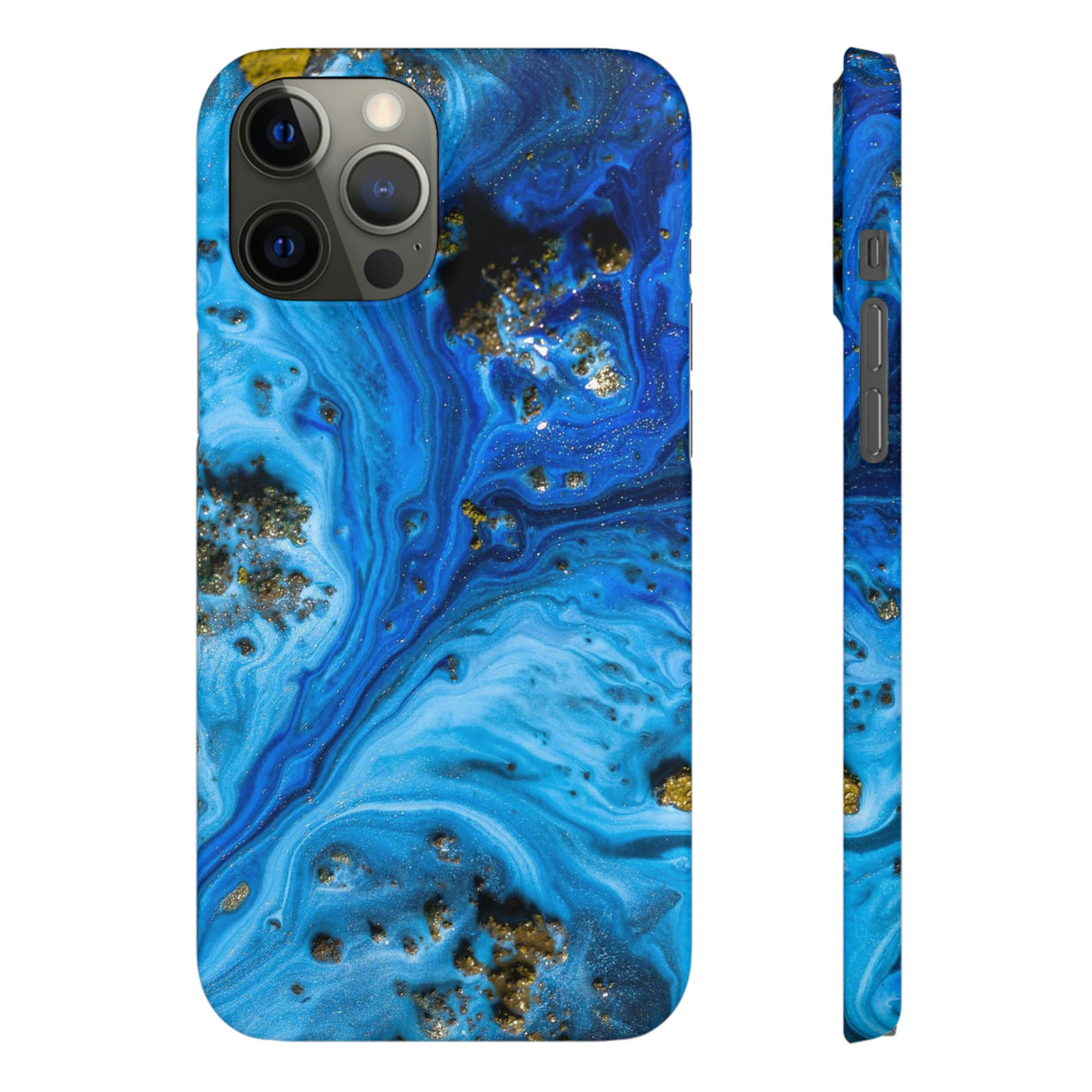 Blue Ice Melt Ink Art iPhone Case (Slim) iPhone 12 Pro Max Matte Phone Case