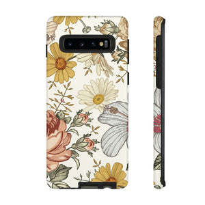 Linear Vintage Flower Samsung Case (Protective) Samsung Galaxy S10 Glossy Phone Case