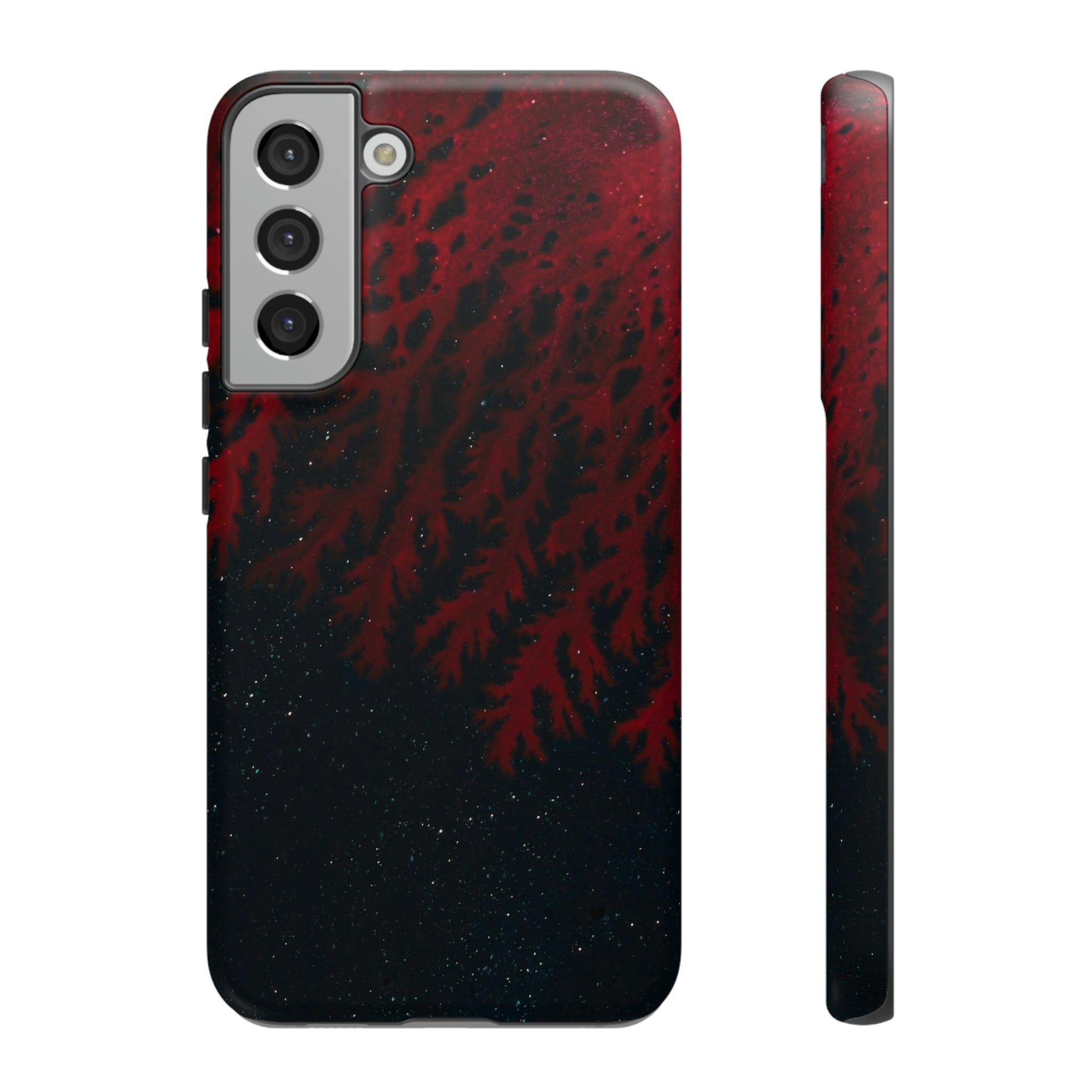 Dark Red Space Ink Art Android Case (Protective) Samsung Galaxy S22 Plus Matte Phone Case