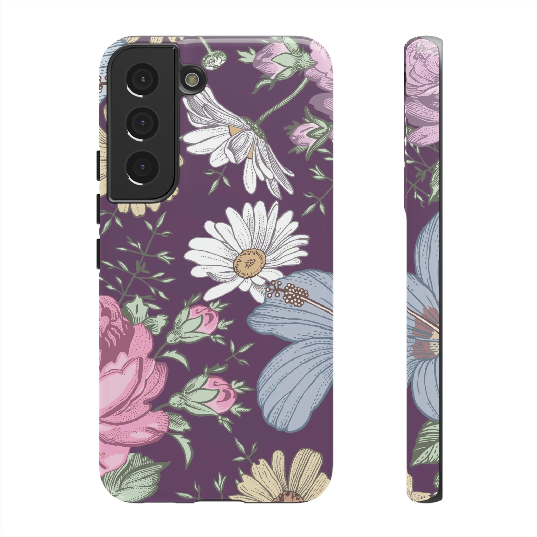 Purple Grass Vintage Flower Samsung Case (Protective) Samsung Galaxy S22 Glossy Phone Case