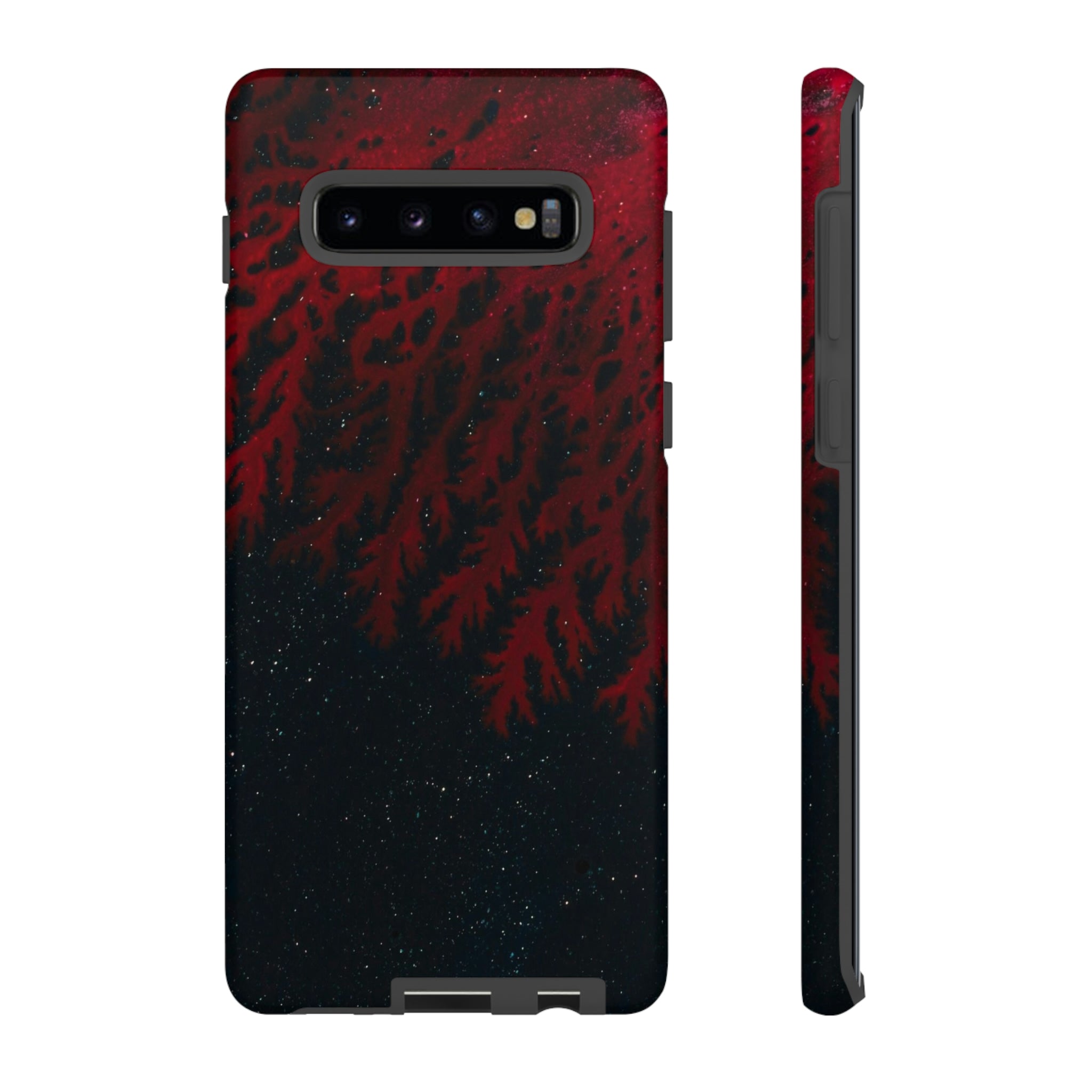 Dark Red Space Ink Art Android Case (Protective) Samsung Galaxy S10 Plus Matte Phone Case