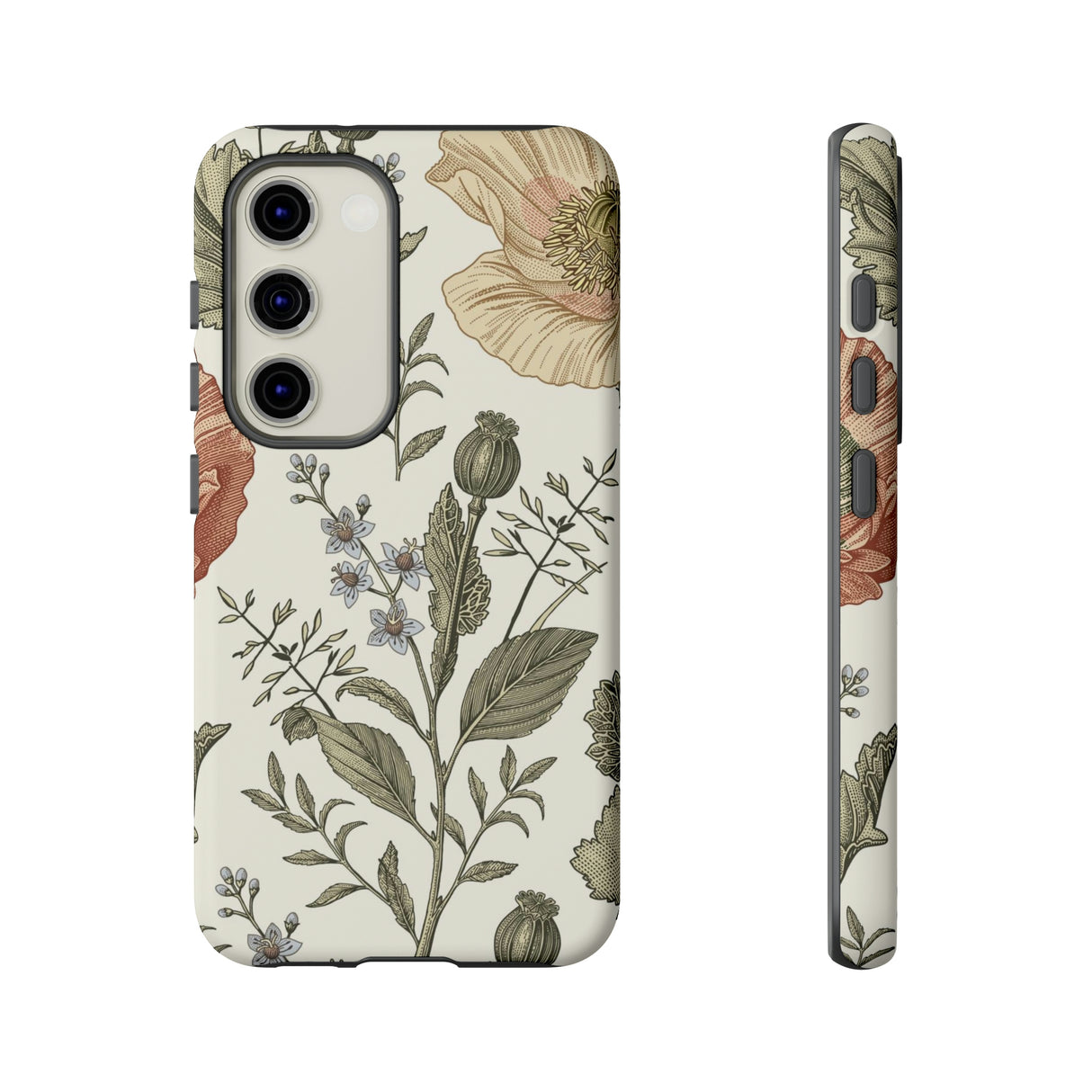 Poppy Brown Vintage Flower Samsung Case (Protective) Samsung Galaxy S23 Matte Phone Case