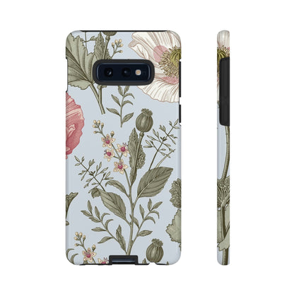 Poppy Blue Vintage Flower Samsung Case (Protective) Samsung Galaxy S10E Glossy Phone Case