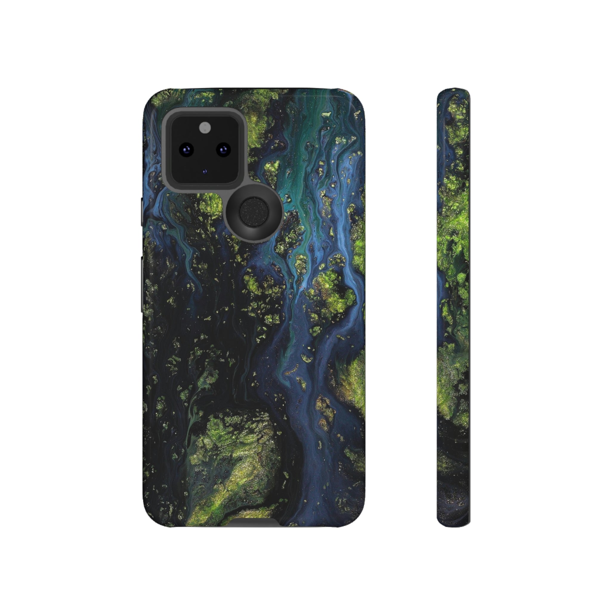 Blue Cosmos Ink Art Android Case (Protective) Google Pixel 5 5G Glossy Phone Case