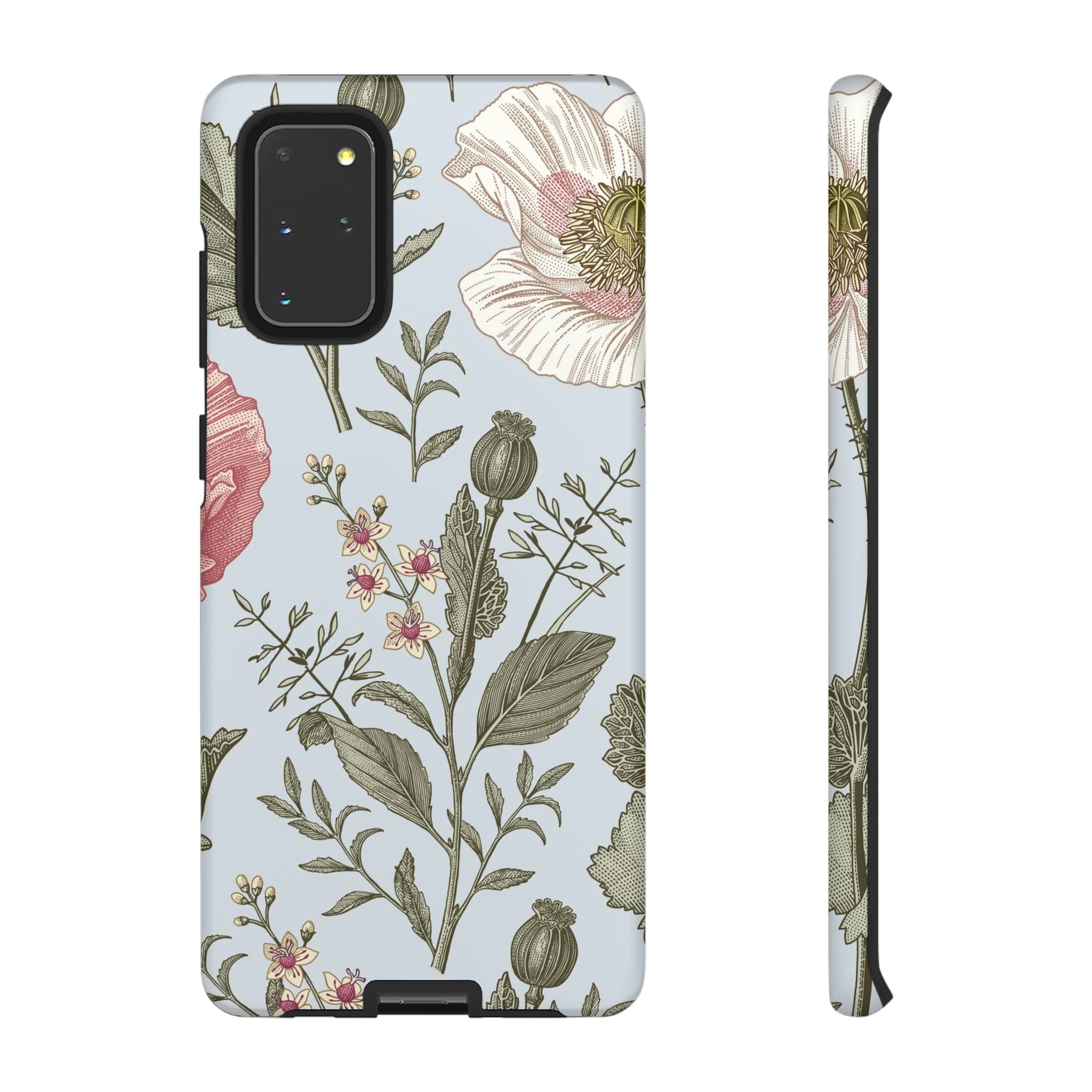 Poppy Blue Vintage Flower Samsung Case (Protective) Samsung Galaxy S20+ Matte Phone Case