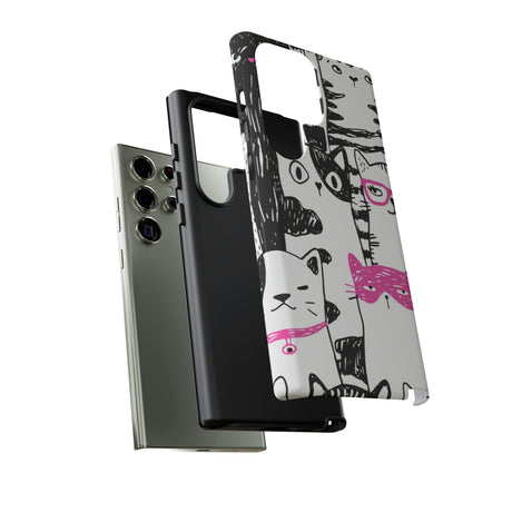 Black & Pink Cat Pattern Android Case (Protective) Phone Case