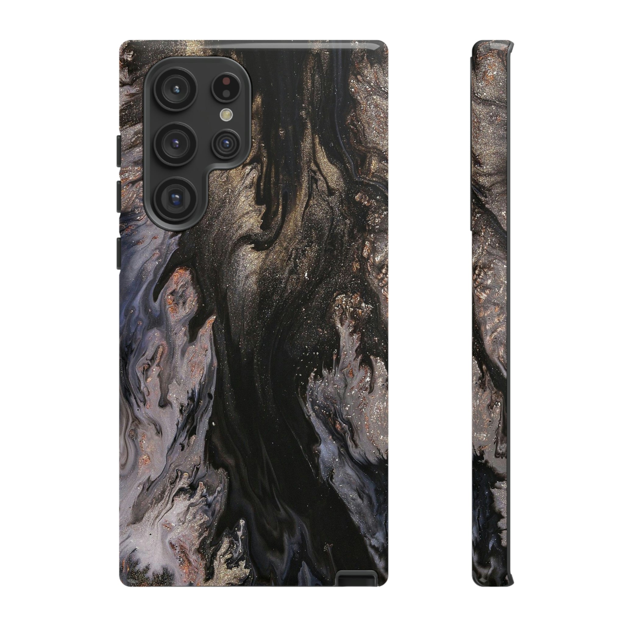 Dark Glitter Ink Art Android Case (Protective) Samsung Galaxy S22 Ultra Glossy Phone Case