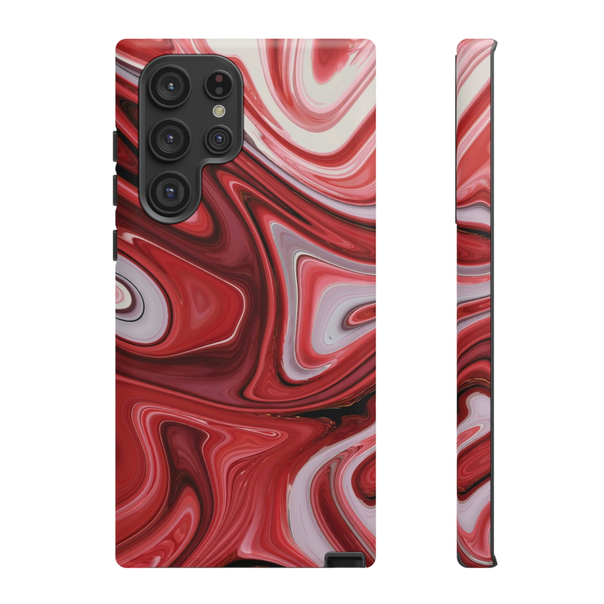 Red White Liquid Android Case (Protective) Samsung Galaxy S22 Ultra Matte Phone Case