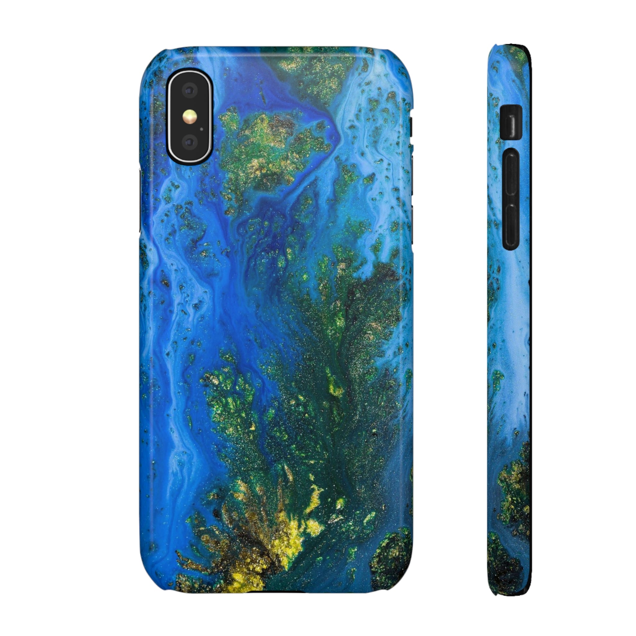 Blue Globe Ink Art iPhone Case (Slim) iPhone X Glossy Phone Case