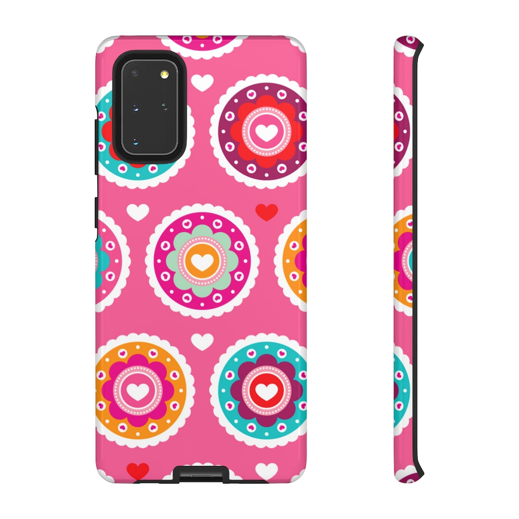 Retro Pink Red Flower Samsung Case (Protective) Samsung Galaxy S20+ Glossy Phone Case