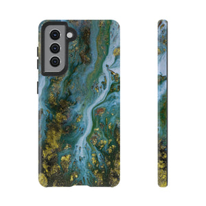 Ocean Blue Ink Art Android Case (Protective) Samsung Galaxy S21 Glossy Phone Case