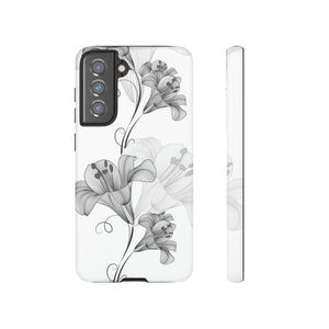 Lily Flower Monochrome Android Case (Protective) Samsung Galaxy S21 FE Matte Phone Case