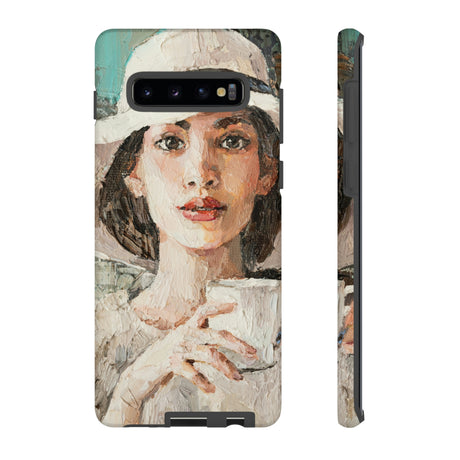 Lady White Hat Android Case (Protective) Samsung Galaxy S10 Plus Matte Phone Case