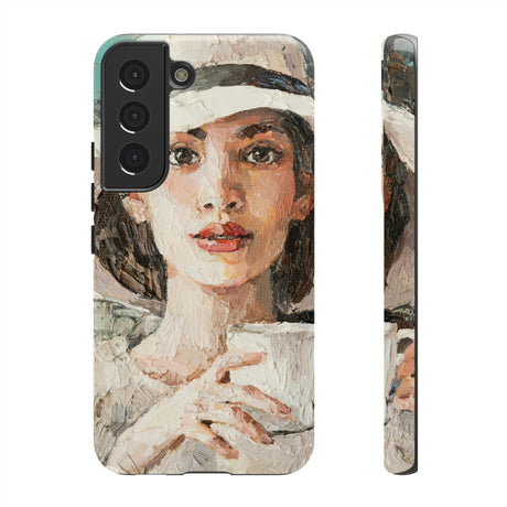 Lady White Hat Android Case (Protective) Samsung Galaxy S22 Glossy Phone Case