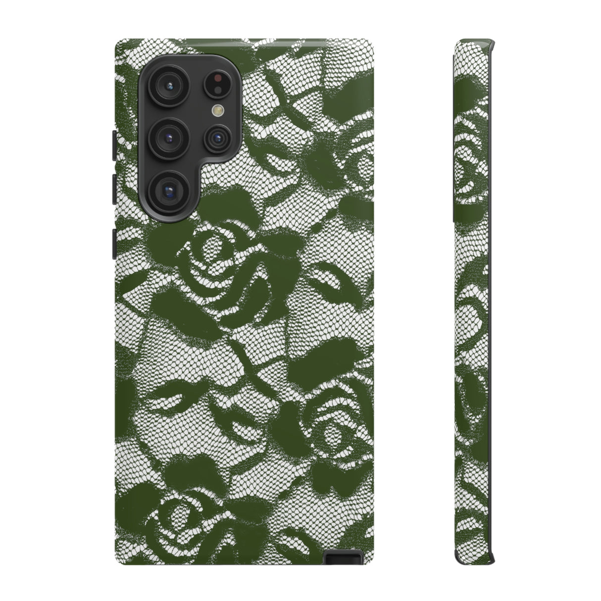 Green Rose Lace Gothic Flower Samsung Case (Protective) Samsung Galaxy S22 Ultra Glossy Phone Case