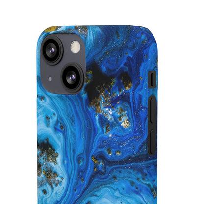 Blue Ice Melt Ink Art iPhone Case (Slim) Phone Case