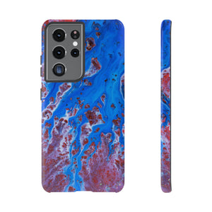 Bright Blue Ink Art Android Case (Protective) Samsung Galaxy S21 Ultra Glossy Phone Case