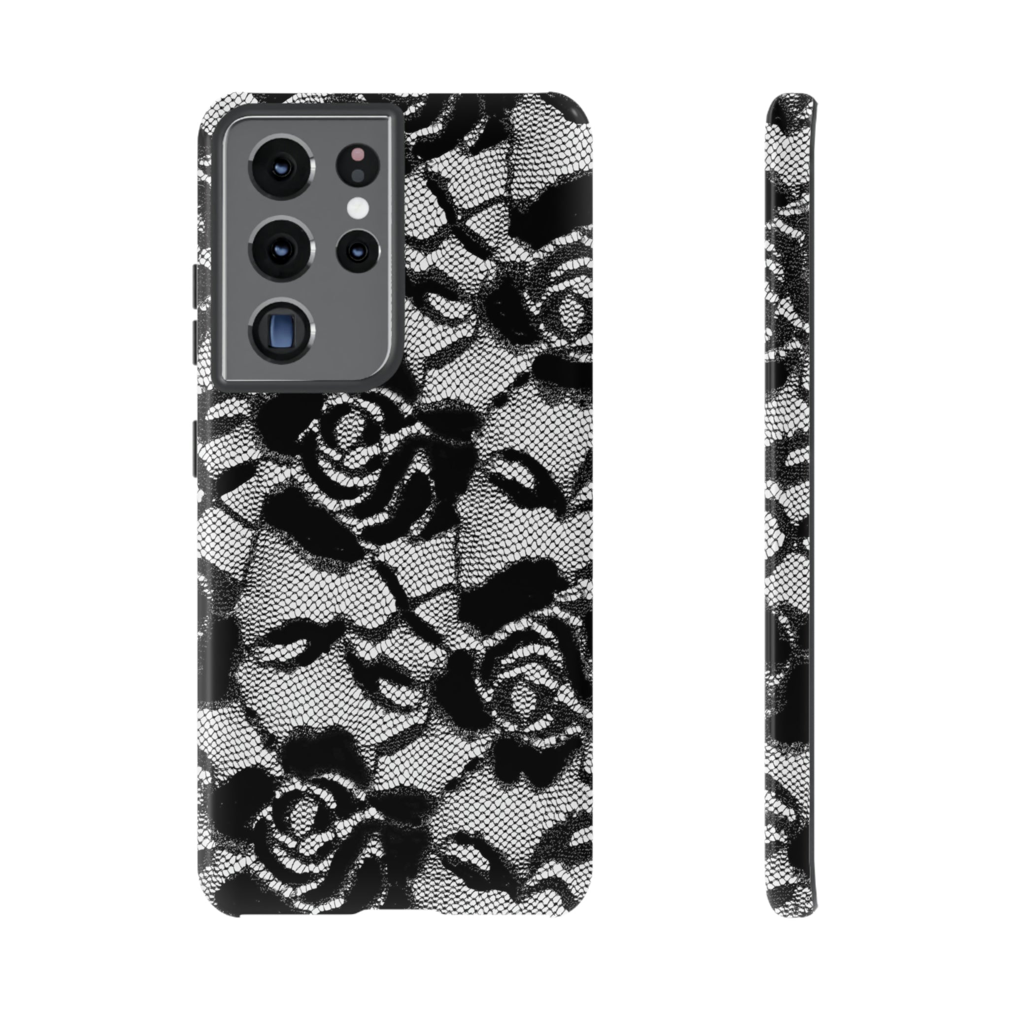 Black Rose Lace Gothic Flower Samsung Case (Protective) Samsung Galaxy S21 Ultra Glossy Phone Case