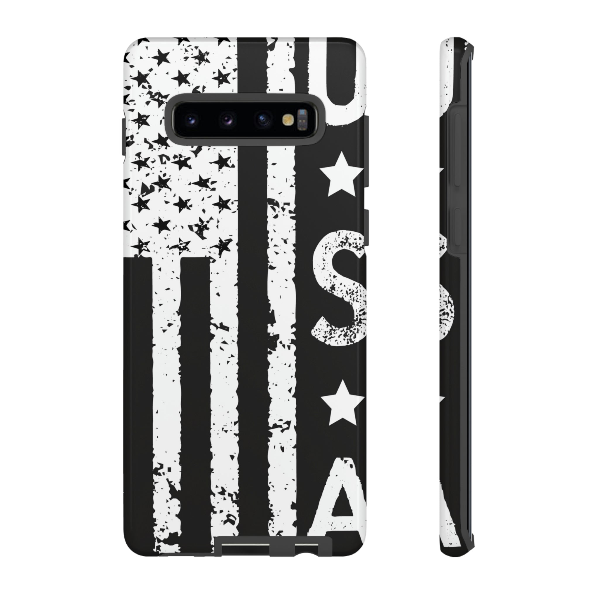 Black n White U.S Flag Android Case (Protective) Samsung Galaxy S10 Plus Glossy Phone Case