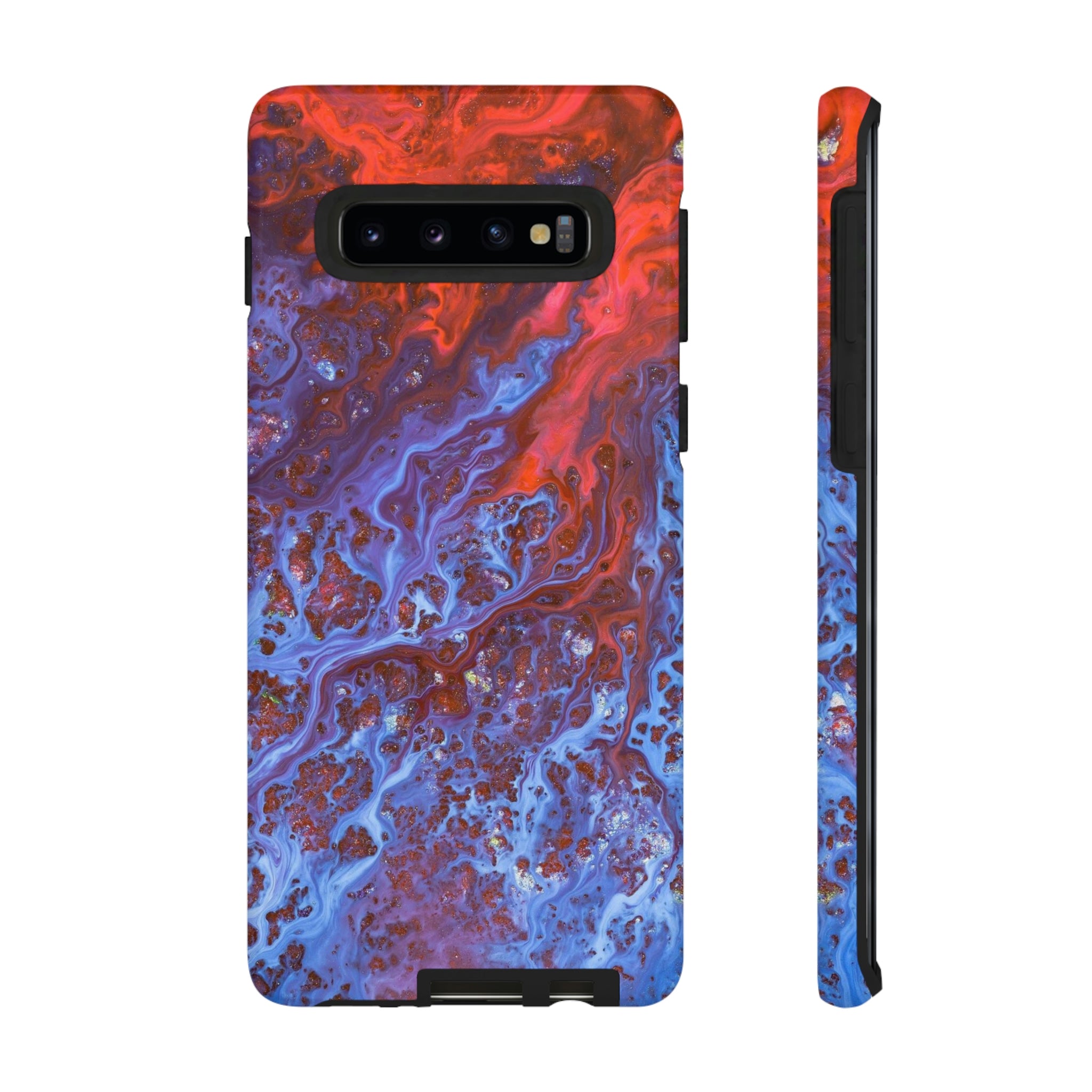 Blue Lava Ink Art Android Case (Protective) Samsung Galaxy S10 Glossy Phone Case