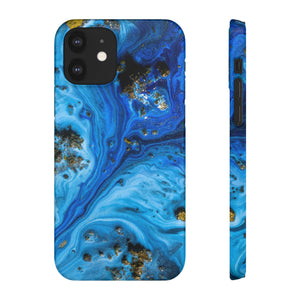 Blue Ice Melt Ink Art iPhone Case (Slim) iPhone 12 Glossy Phone Case