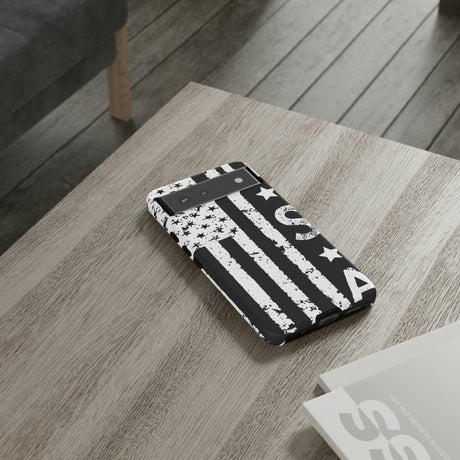 Black n White U.S Flag Android Case (Protective) Phone Case