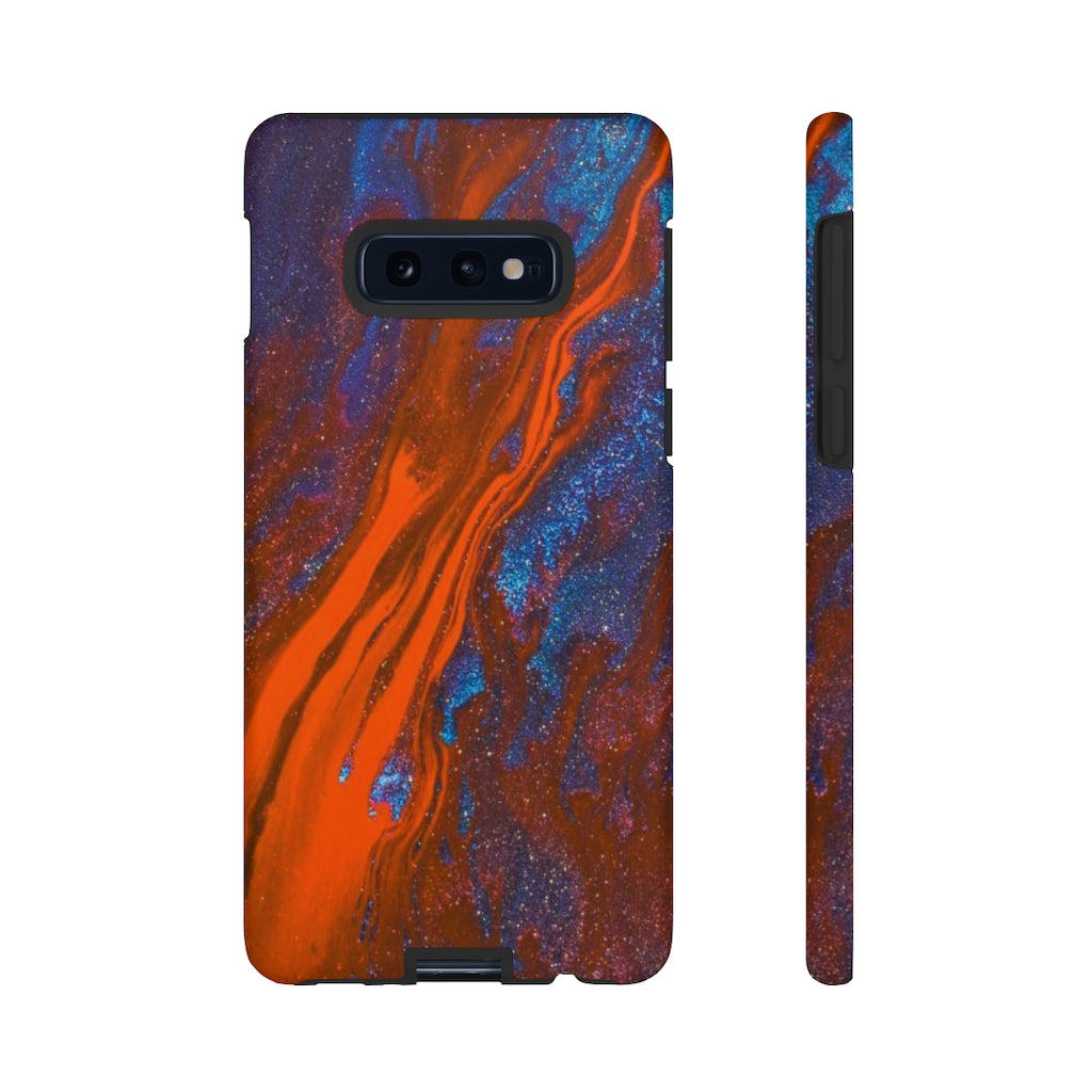 Orange Spikes Ink Art Android Case (Protective) Samsung Galaxy S10E Matte Phone Case