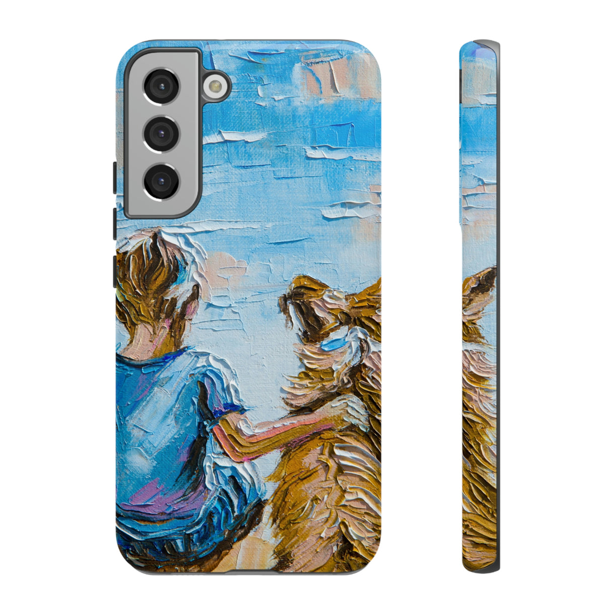 Boy with Dog Android Case (Protective) Samsung Galaxy S22 Plus Glossy Phone Case